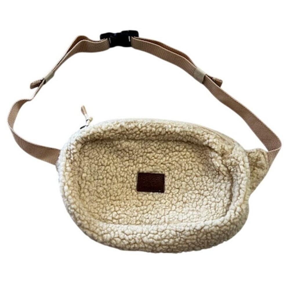 Brixton Sherpa Fleece Belt Bag Cream Teddy Fanny Pack Crossbody Waist Bag